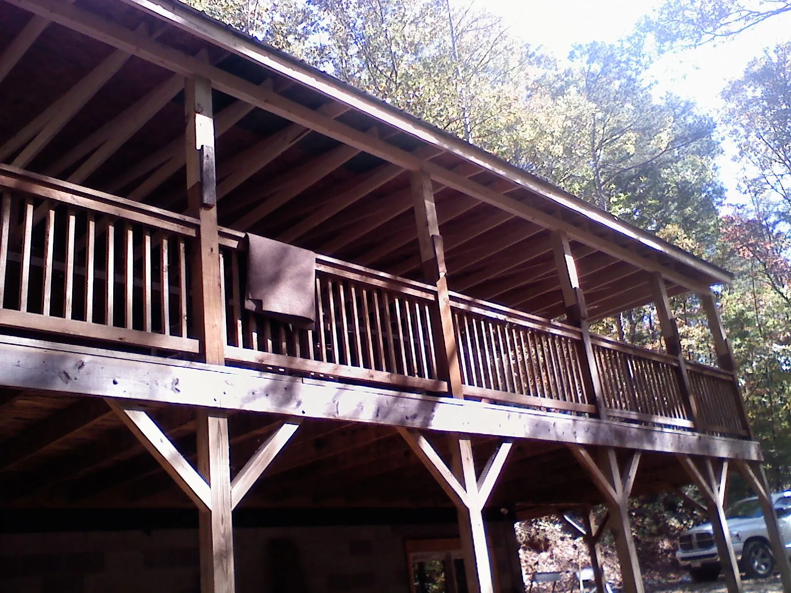 Timber framing under a new elevated porch and deck — Roof Leak Repair in Ponderay by Roofing Brothers